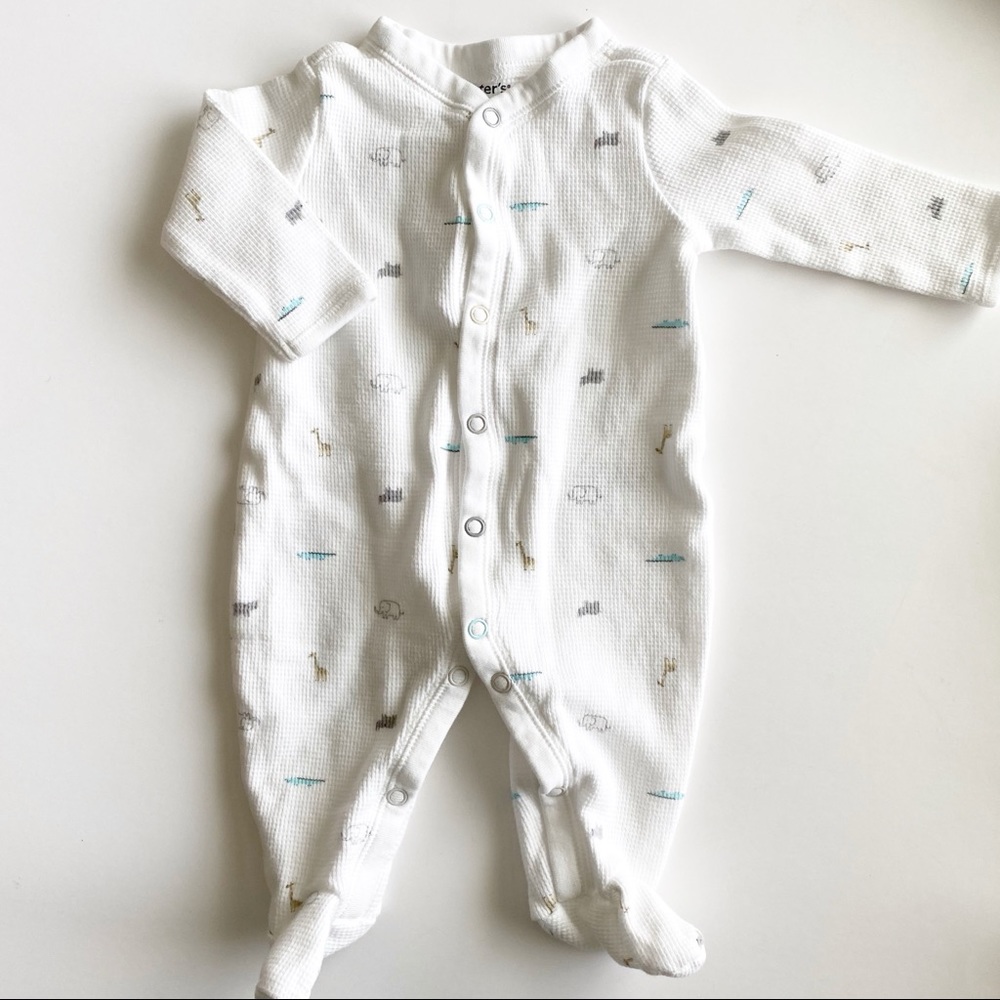 Carter’s White Animal Print Thermal Footie
